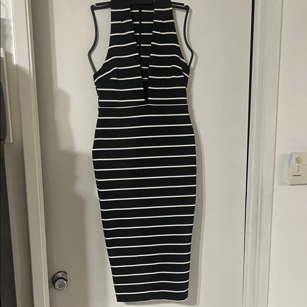 Bec & Bridge Elegant Black and White Striped Dress